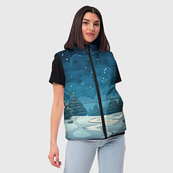 Женский жилет Зеленые елки новый год, цвет: 3D-красный — фото 2