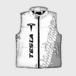 Женский жилет Tesla speed на светлом фоне со следами шин по-верт, цвет: 3D-черный