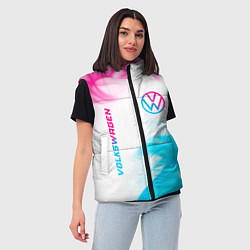 Женский жилет Volkswagen neon gradient style вертикально, цвет: 3D-черный — фото 2