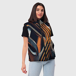 Женский жилет Слияние красок оранжевого и чёрного абстракция, цвет: 3D-черный — фото 2