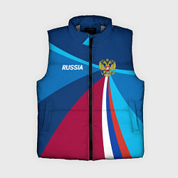 Женский жилет Герб и триколор России с геометрией, цвет: 3D-светло-серый