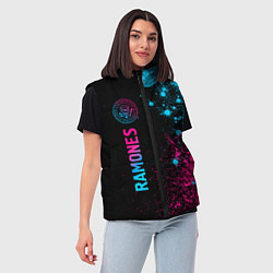 Женский жилет Ramones - neon gradient по-вертикали, цвет: 3D-черный — фото 2