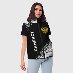 Женский жилет Самбист из России и герб РФ вертикально, цвет: 3D-черный — фото 2