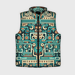 Женский жилет Абстрактный паттерн в ацтекском стиле, цвет: 3D-черный