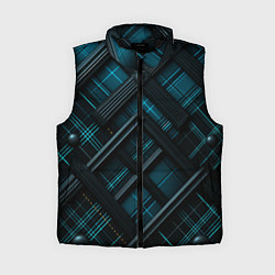 Женский жилет Тёмно-синяя диагональная клетка в шотландском стил, цвет: 3D-черный