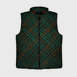 Женский жилет Тёмно-зелёная диагональная клетка в шотландском ст, цвет: 3D-красный