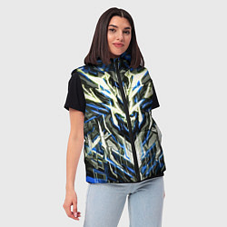 Женский жилет Неоновый синий кибер череп, цвет: 3D-черный — фото 2