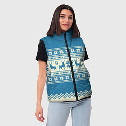 Женский жилет Sweater with deer on a blue background, цвет: 3D-светло-серый — фото 2