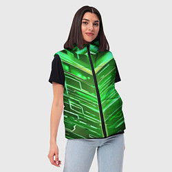 Женский жилет Зелёные неон полосы киберпанк, цвет: 3D-красный — фото 2