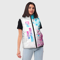 Женский жилет Within Temptation neon gradient style по-вертикали, цвет: 3D-черный — фото 2