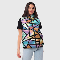Женский жилет Радужные треугольники - кристаллы голографические, цвет: 3D-светло-серый — фото 2