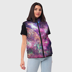 Женский жилет Пурпурные космические туманности со звездами, цвет: 3D-светло-серый — фото 2