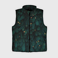 Женский жилет Ёлка и гирлянды, цвет: 3D-черный