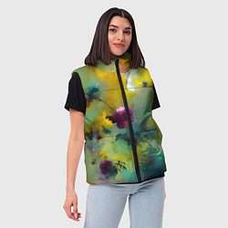Женский жилет Абстрактные розы в пятнах краски, цвет: 3D-светло-серый — фото 2