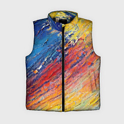 Женский жилет Смешение масляных красок синий жёлтый красный живо