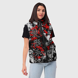 Женский жилет Японский стиль иероглифы, цвет: 3D-черный — фото 2