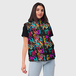 Женский жилет Multicolored english letters, цвет: 3D-светло-серый — фото 2