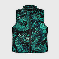 Женский жилет Дракон бирюзового цвета, цвет: 3D-черный