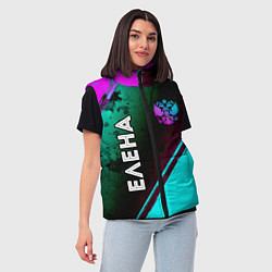 Женский жилет Елена и неоновый герб России вертикально, цвет: 3D-черный — фото 2