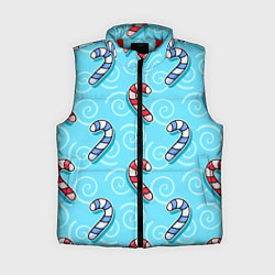 Женский жилет Новогодний леденец трость, цвет: 3D-красный