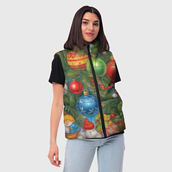 Женский жилет Новогодний принт на елке, цвет: 3D-красный — фото 2