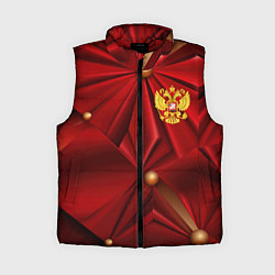 Женский жилет Золотой герб России на красной абстракции, цвет: 3D-красный