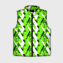 Женский жилет Зелёные и белые фигуры, цвет: 3D-черный