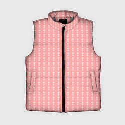 Женский жилет Бледно-розовый полосы с цветочками, цвет: 3D-светло-серый