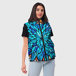 Женский жилет Голубой витражный цветок, цвет: 3D-светло-серый — фото 2