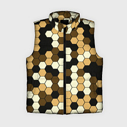 Женский жилет Камуфляж гексагон коричневый, цвет: 3D-черный