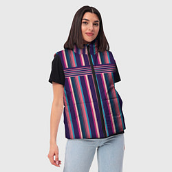 Женский жилет Вертикальные и горизонтальные полоски: розовые и ф, цвет: 3D-светло-серый — фото 2