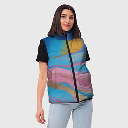 Женский жилет Жидкая синяя и розовая краска, цвет: 3D-красный — фото 2