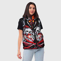 Женский жилет Красные адские черепа, цвет: 3D-красный — фото 2