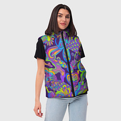 Женский жилет Психоделические цветы, цвет: 3D-светло-серый — фото 2