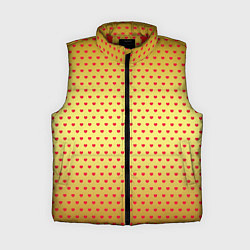 Женский жилет Красные сердечки на золотом фоне, цвет: 3D-красный