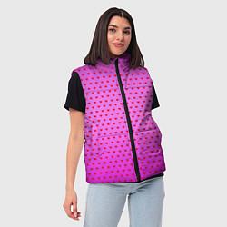 Женский жилет Красные сердечки на ярко розовом фоне, цвет: 3D-черный — фото 2