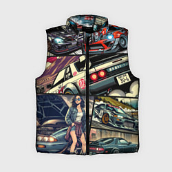 Женский жилет Japanese cars art, цвет: 3D-черный