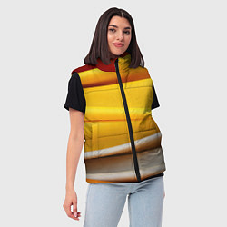 Женский жилет Желтая абстракция с оранжевой волной, цвет: 3D-красный — фото 2