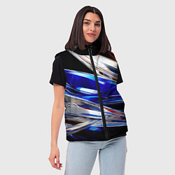 Женский жилет Белая синяя красная острая абстракция, цвет: 3D-светло-серый — фото 2