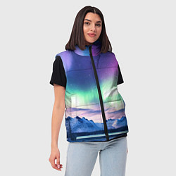 Женский жилет Северное сияние на природе ai art, цвет: 3D-черный — фото 2
