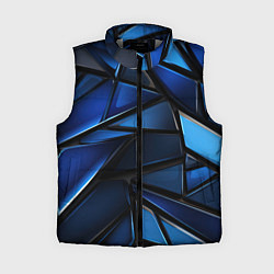 Женский жилет Синие объемные геометрические объекты, цвет: 3D-светло-серый