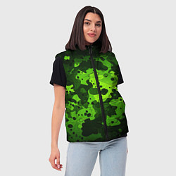 Женский жилет Яркий неоновый зеленый камуфляж, цвет: 3D-черный — фото 2