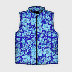 Женский жилет Узоры гжель на темно синем фоне, цвет: 3D-черный