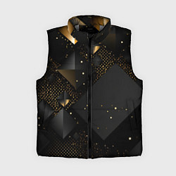 Женский жилет Золотые ромбы на черной абстракции