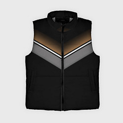 Женский жилет Абстракция графика серая и коричневая полоски на ч, цвет: 3D-светло-серый