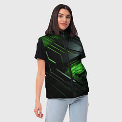 Женский жилет Металл и зеленый яркий неоновый свет, цвет: 3D-красный — фото 2