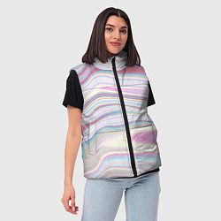 Женский жилет Мрамор узор розово-голубой, цвет: 3D-черный — фото 2