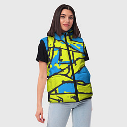 Женский жилет Жёлто-голубая графика, цвет: 3D-черный — фото 2