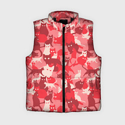 Женский жилет Розовый кошачий комуфляж, цвет: 3D-черный
