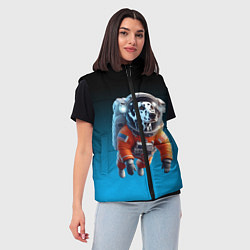 Женский жилет Далматинец космонавт в открытом космосе, цвет: 3D-светло-серый — фото 2